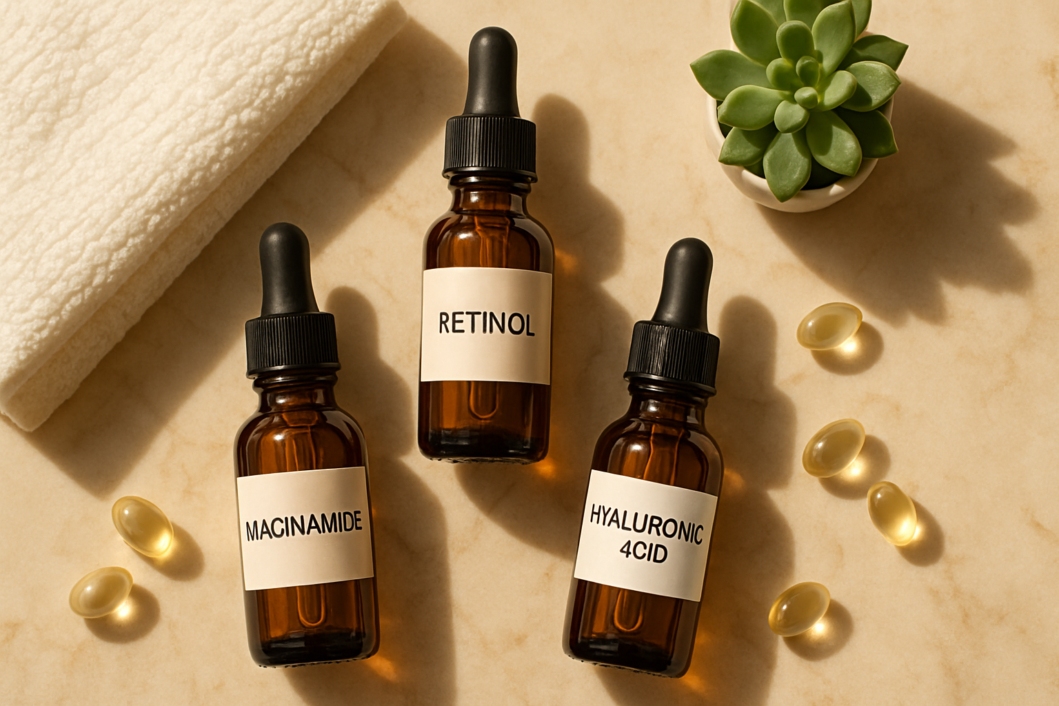 Descoperă beneficiile retinolului, niacinamidei și acidului hialuronic pentru pielea ta